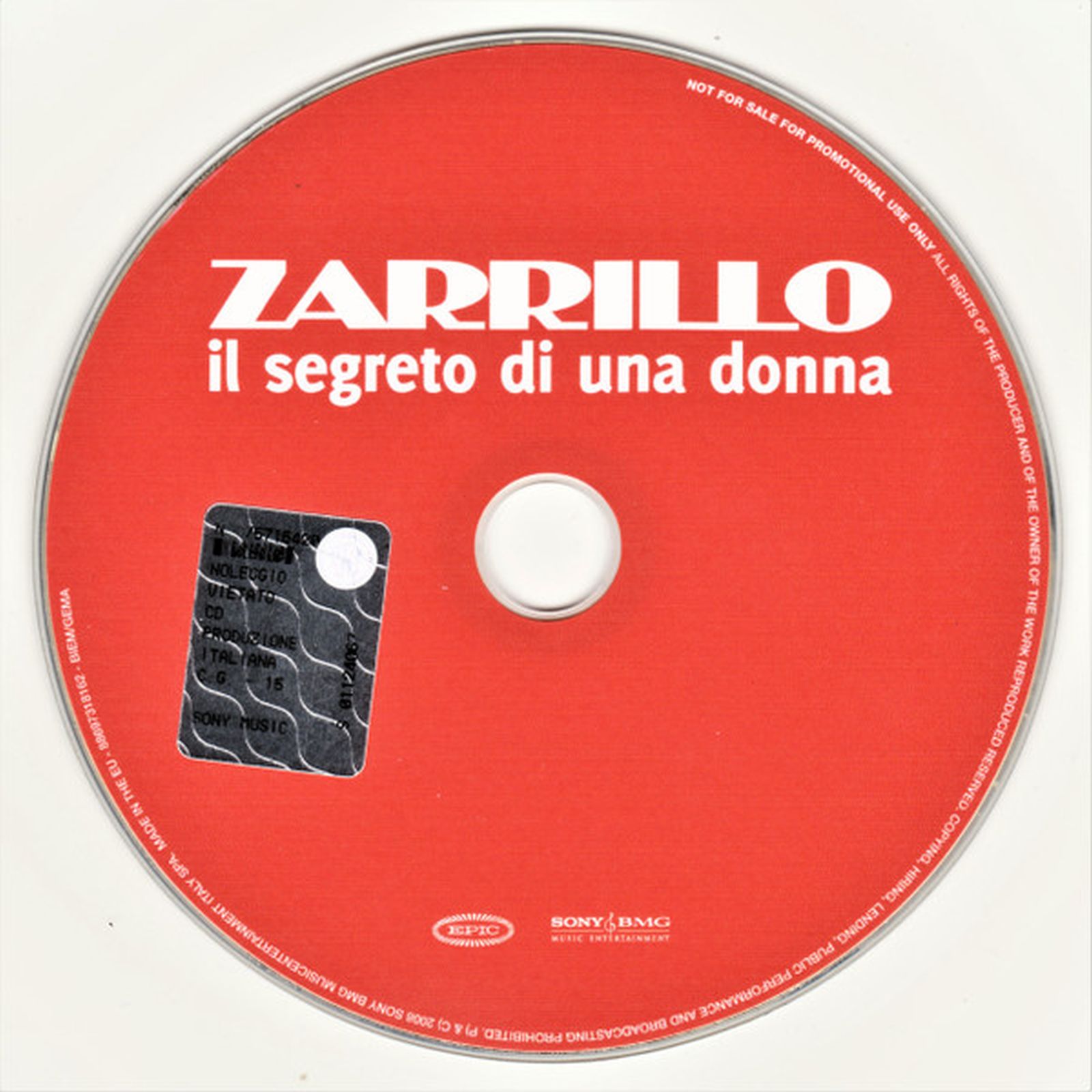 Michele Zarrillo Il Segreto Di Una Donna CDr, Single, Promo Epic – 88697318162 Italy 2008 NM/Generic